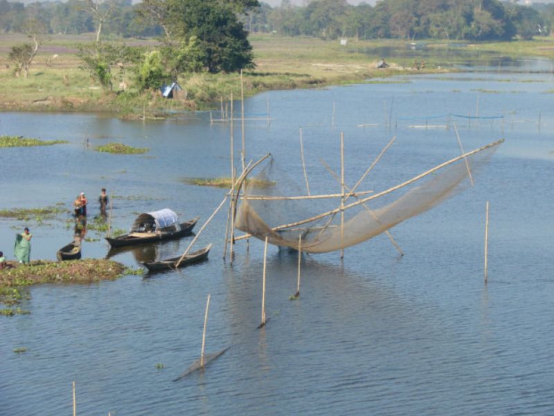Fischfang auf der Insel Majuli